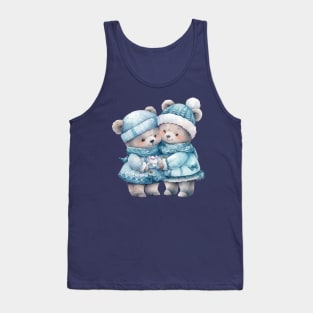 Kawaii Christmas Blue Teddy Bears Tank Top